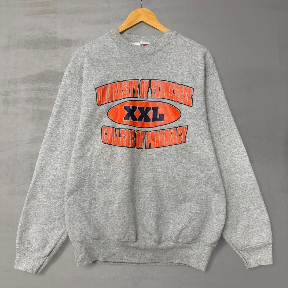 Vintage University of Tennessee Pharmacy 90s Crewneck Sweatshirt Grey Large
